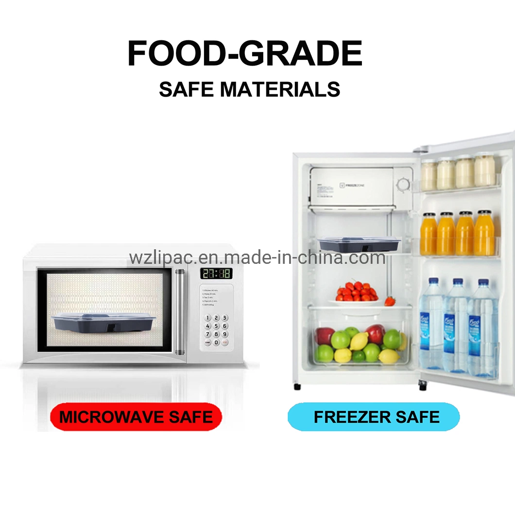 Disposable Transparent Fruit Boxes Plastic Lunch Box with 3 Compartments Customized PP Industrial Packaging Printing