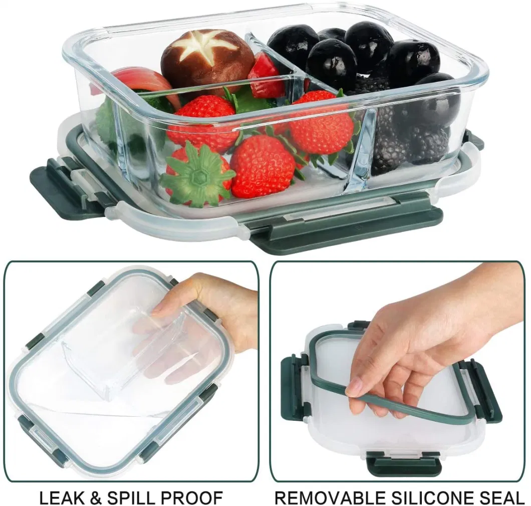 30 Oz Glass Meal Preparation Container Glass Lunch Container Food Preparation Lunch Box Bento Box BPA Free for Microwave/Oven/Freezer/Dishwasher