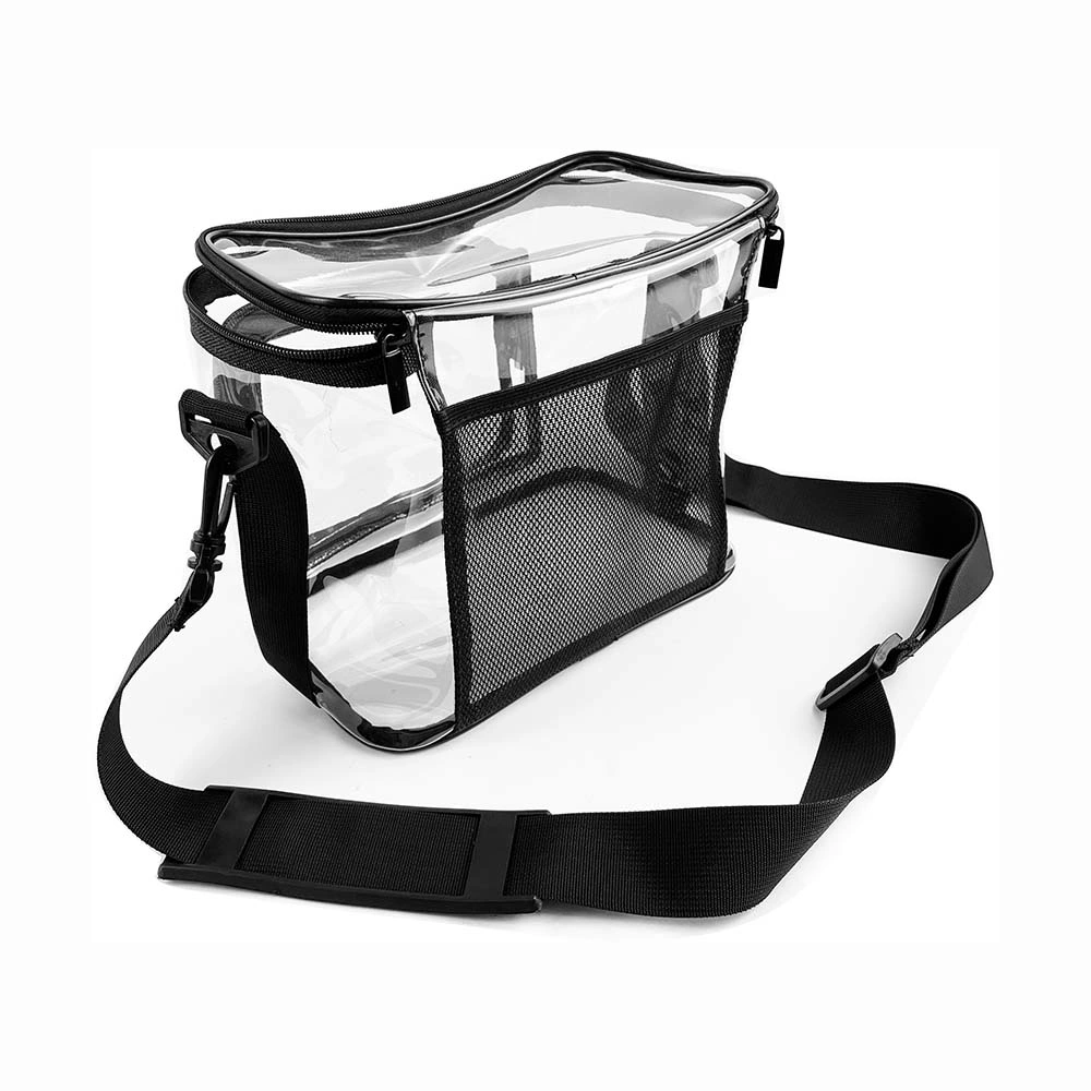 Custom Clear Lunch Bag with Front Zipper Pouch and Adjustable Strap