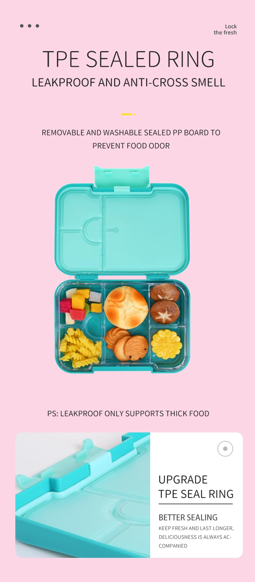 Leakproof Lunch Box 4 Compartment Tritan Bento Kids Lunch Box Glitter Gift
