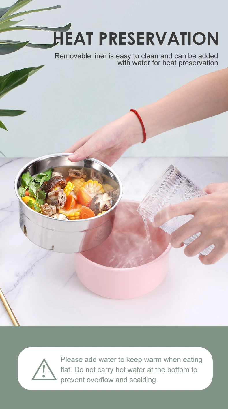 Double Layer Warmer Food PP Crisper Stainless Steel Lunch Box