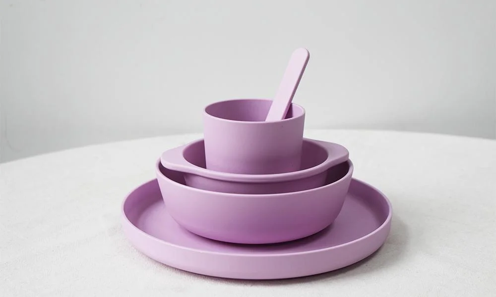 Factory Price Eco Friendly 100% Biodegradable Round Purple PLA Kids Dinnerware Set