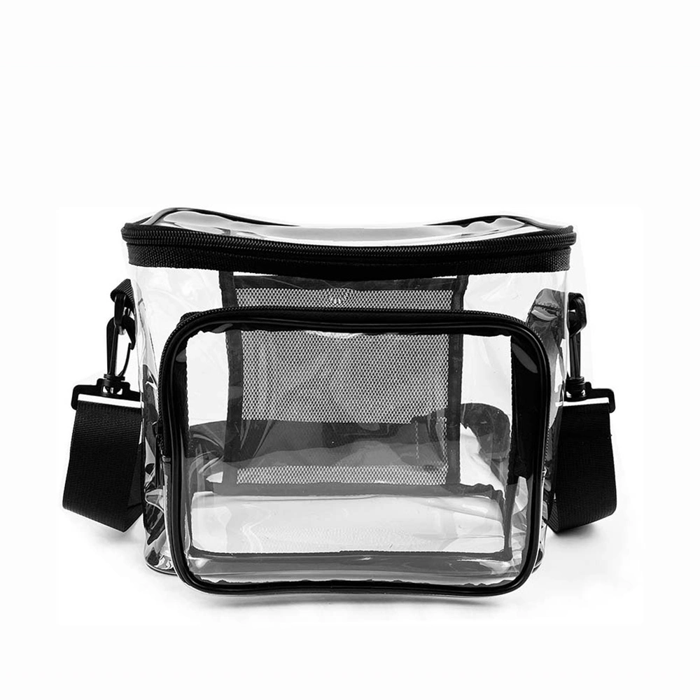 Custom Clear Lunch Bag with Front Zipper Pouch and Adjustable Strap