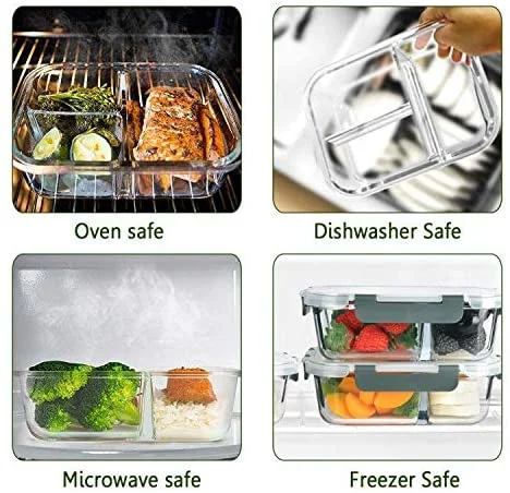 30 Oz Glass Meal Preparation Container Glass Lunch Container Food Preparation Lunch Box Bento Box BPA Free for Microwave/Oven/Freezer/Dishwasher