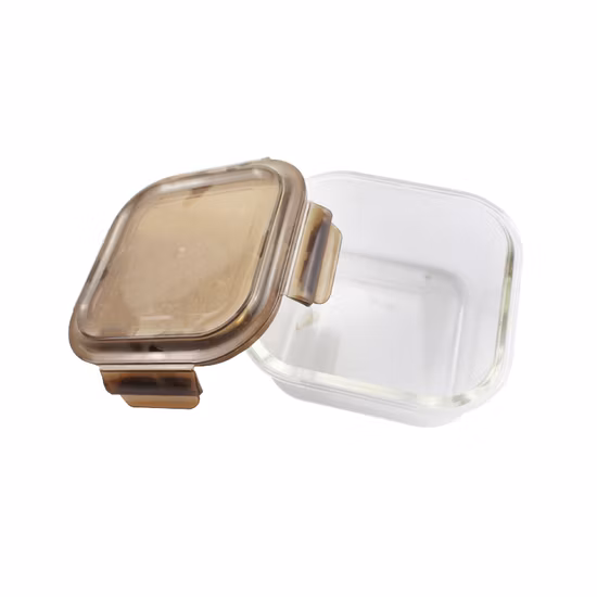 520ml Microwave Safe Square Borosilicate Glass Food Container Bento Lunch Box with Smart Lid