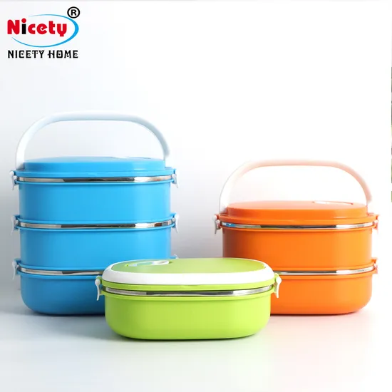 OEM/ODM Insulated Plastic Environmental Protection Leakproof 1/2/3 Layer Dinnerware 304 Stainless Steel Plastic Lunch Box