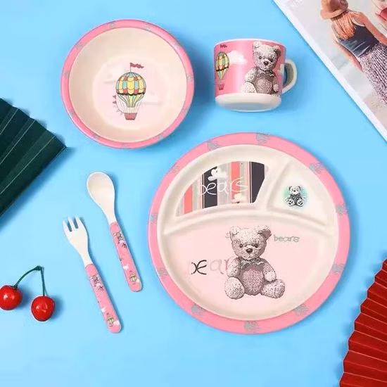 Health Melamine Bamboo Fiber Dinnerware Kids Plate Sets