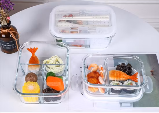Superior Glass High Borosilicate Glass Meal Prep Containers 3 Compartment Food Container Bento Box