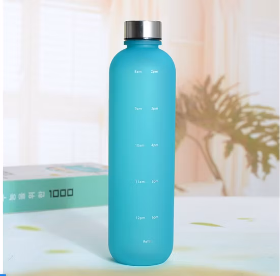 Customized 32oz Leakproof Tritan BPA Free Sports Motivational Water Bottle with Time Marker Straw